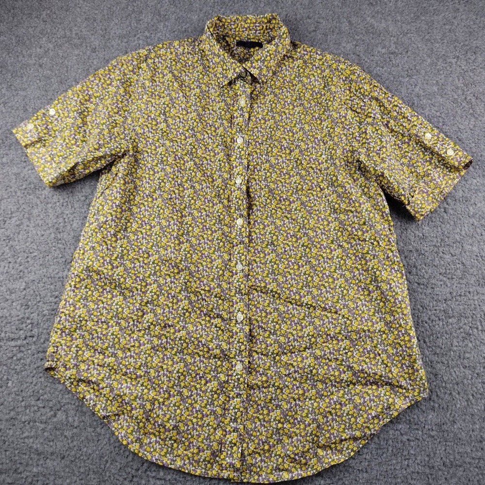 Gap Shirt Mens Medium Yellow Floral Short Sleeve Button Up Cottagecore EUC